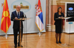 23 May 2018 National Assembly Speaker Maja Gojkovic and Head of Macedonian Parliament Talat Xhaferi